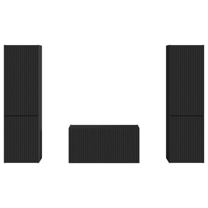 TV-Schrankset 5 pcs Schwarz Holzwerkstoff