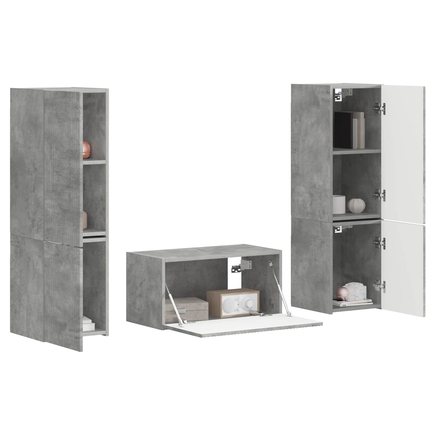 vidaXL TV-Schrankset 5 pcs Beton Grau Holzwerkstoff