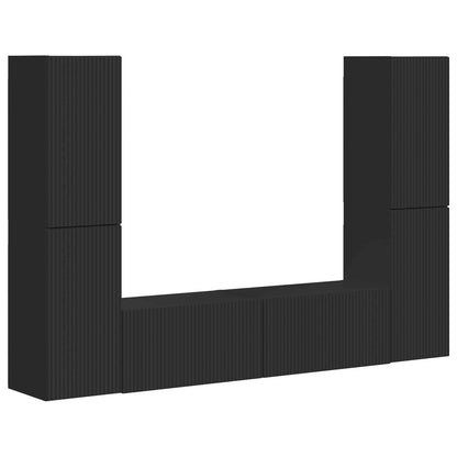 TV-Schrankset 6 pcs Schwarz Holzwerkstoff