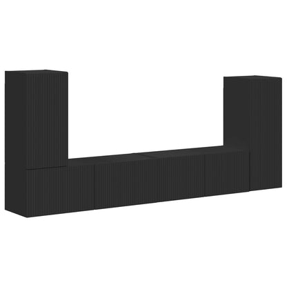 vidaXL TV-Schrankset 4 pcs Schwarz Holzwerkstoff