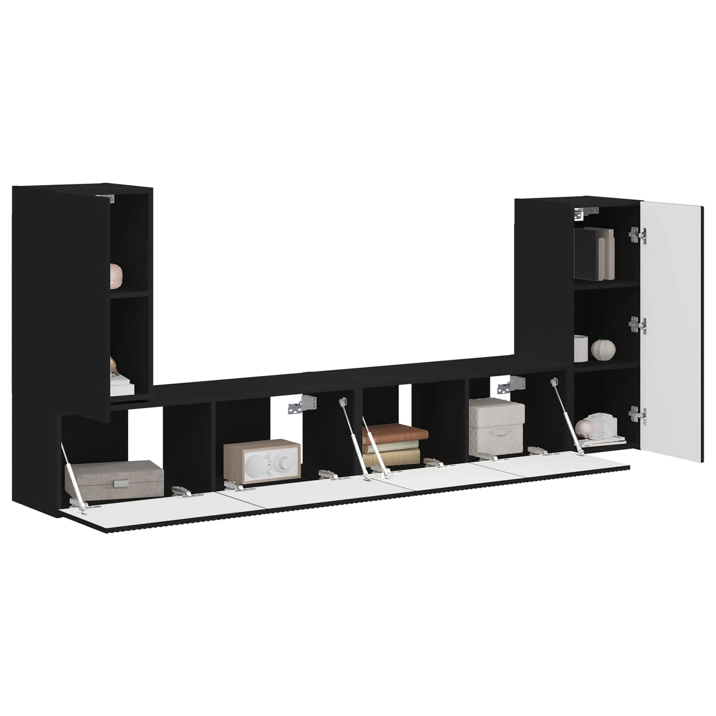 vidaXL TV-Schrankset 4 pcs Schwarz Holzwerkstoff