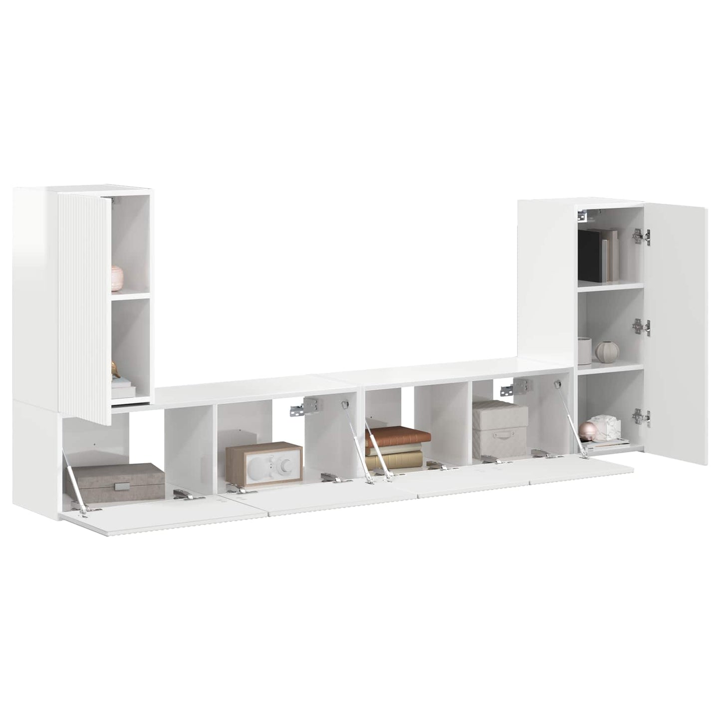 vidaXL TV-Schrankset 4 pcs Hochglanz Weiß Holzwerkstoff