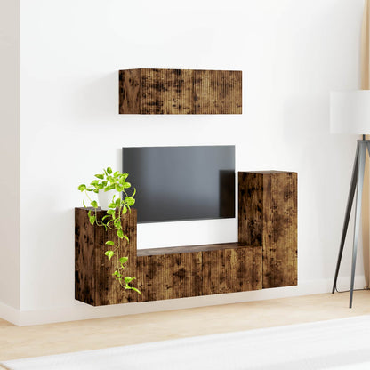 vidaXL TV-Schrankset 4 pcs Geräucherte Eiche Holzwerkstoff