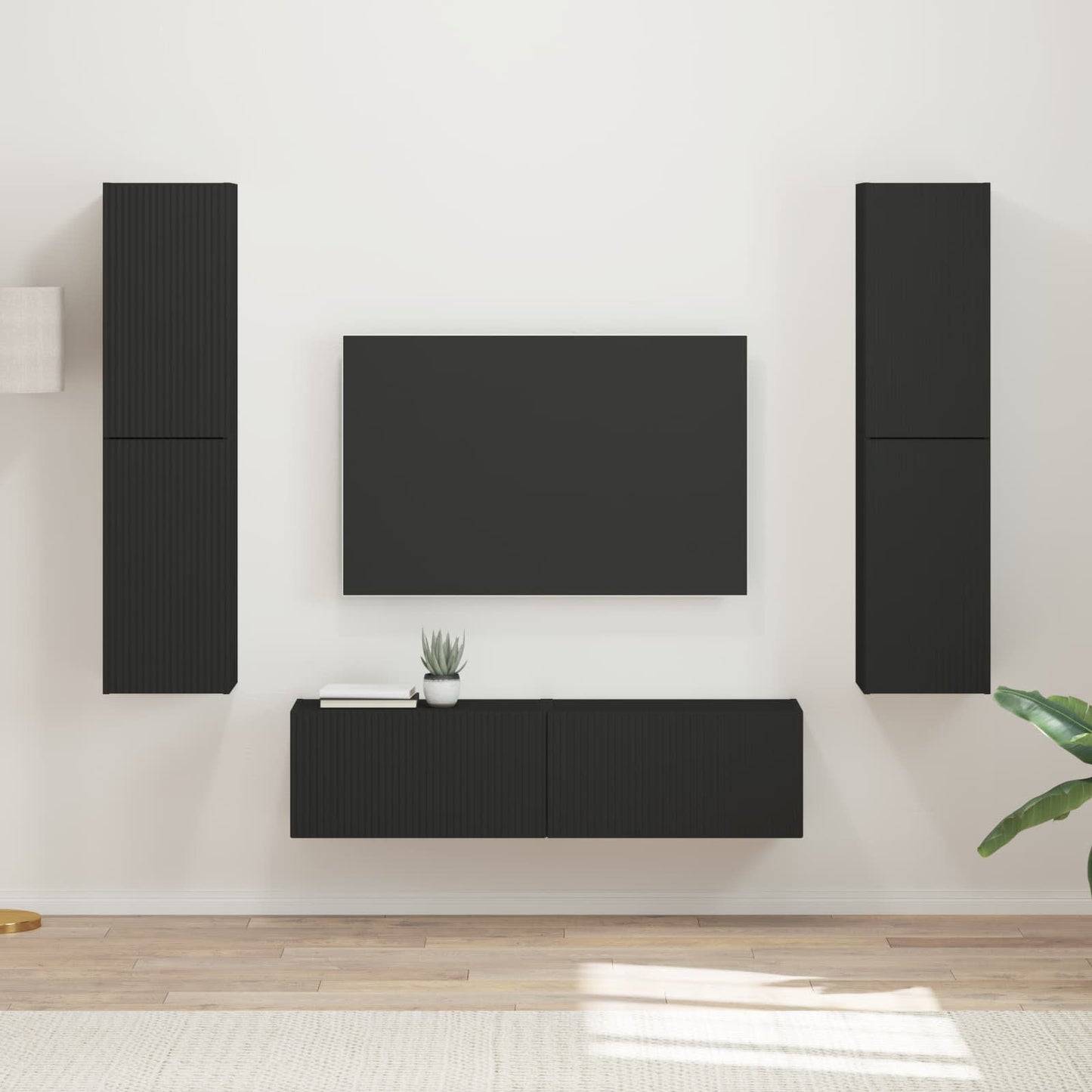 vidaXL TV-Schrankset 6 pcs Schwarz Holzwerkstoff