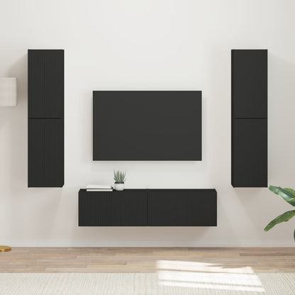 vidaXL TV-Schrankset 6 pcs Schwarz Holzwerkstoff