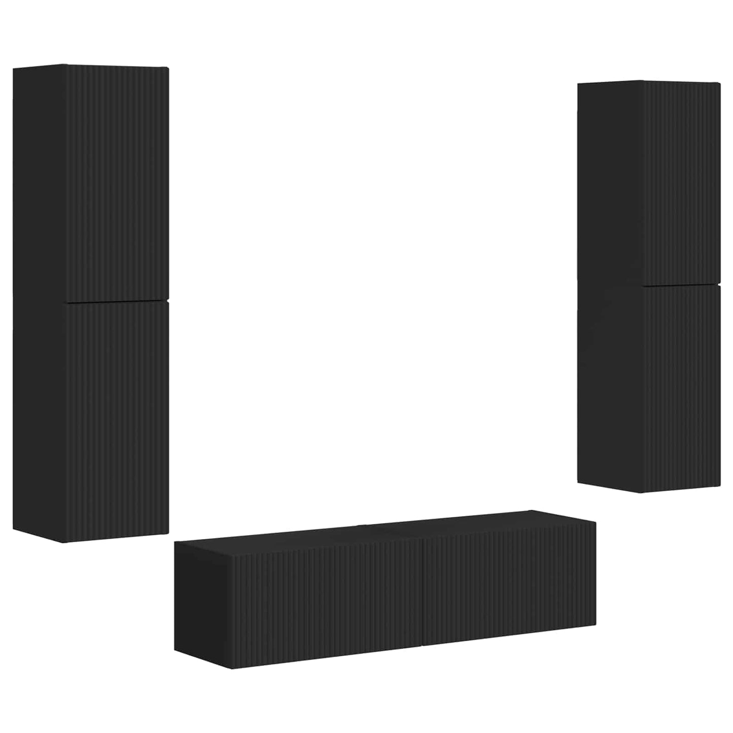 vidaXL TV-Schrankset 6 pcs Schwarz Holzwerkstoff
