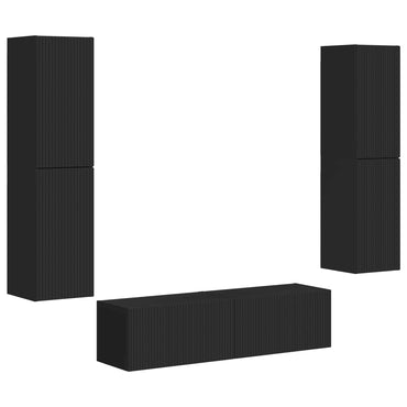 vidaXL TV-Schrankset 6 pcs Schwarz Holzwerkstoff