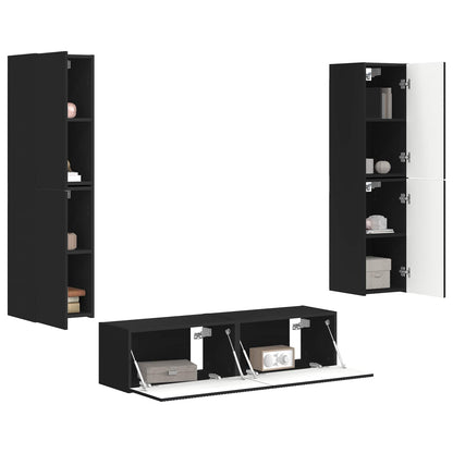 vidaXL TV-Schrankset 6 pcs Schwarz Holzwerkstoff
