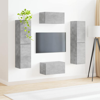 vidaXL TV-Schrankset 6 pcs Beton Grau Holzwerkstoff