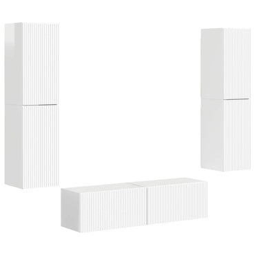 vidaXL TV-Schrankset 6 pcs Hochglanz Weiß Holzwerkstoff