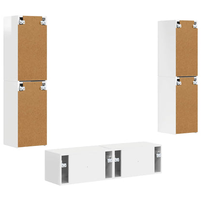 TV-Schrankset 6 pcs Hochglanz Weiß Holzwerkstoff