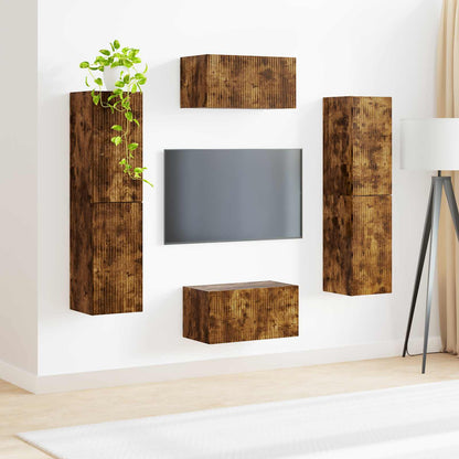 vidaXL TV-Schrankset 6 pcs Geräucherte Eiche Holzwerkstoff