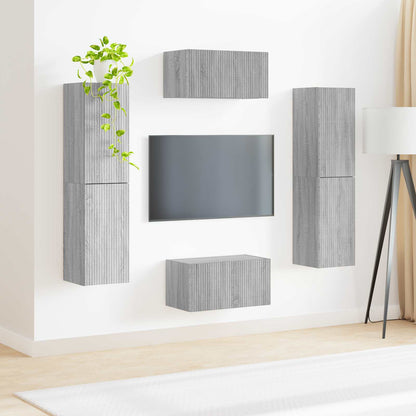 vidaXL TV-Schrankset 6 pcs Graues Sonoma Holzwerkstoff