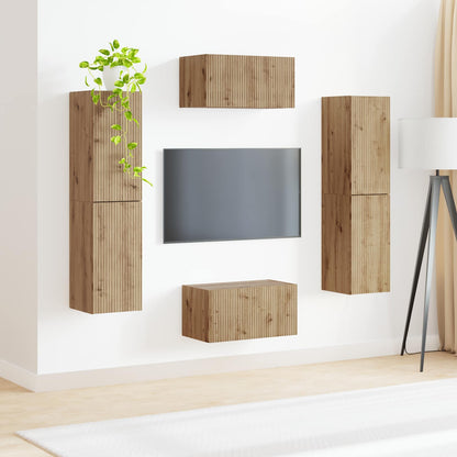 vidaXL TV-Schrankset 6 pcs Artisan-Eiche Holzwerkstoff
