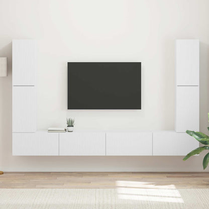 vidaXL TV-Schrankset 8 pcs Weiß Holzwerkstoff