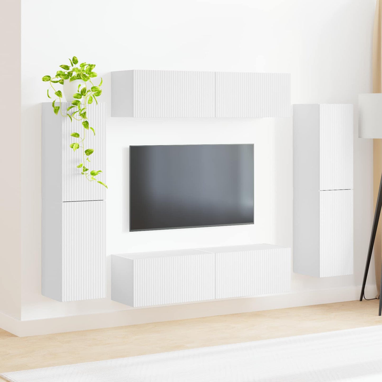vidaXL TV-Schrankset 8 pcs Weiß Holzwerkstoff