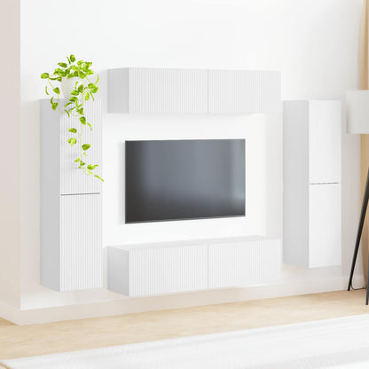 vidaXL TV-Schrankset 8 pcs Weiß Holzwerkstoff