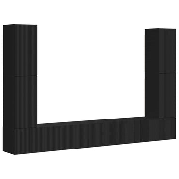 vidaXL TV-Schrankset 8 pcs Schwarz Holzwerkstoff