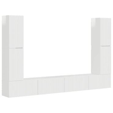vidaXL TV-Schrankset 8 pcs Hochglanz Weiß Holzwerkstoff