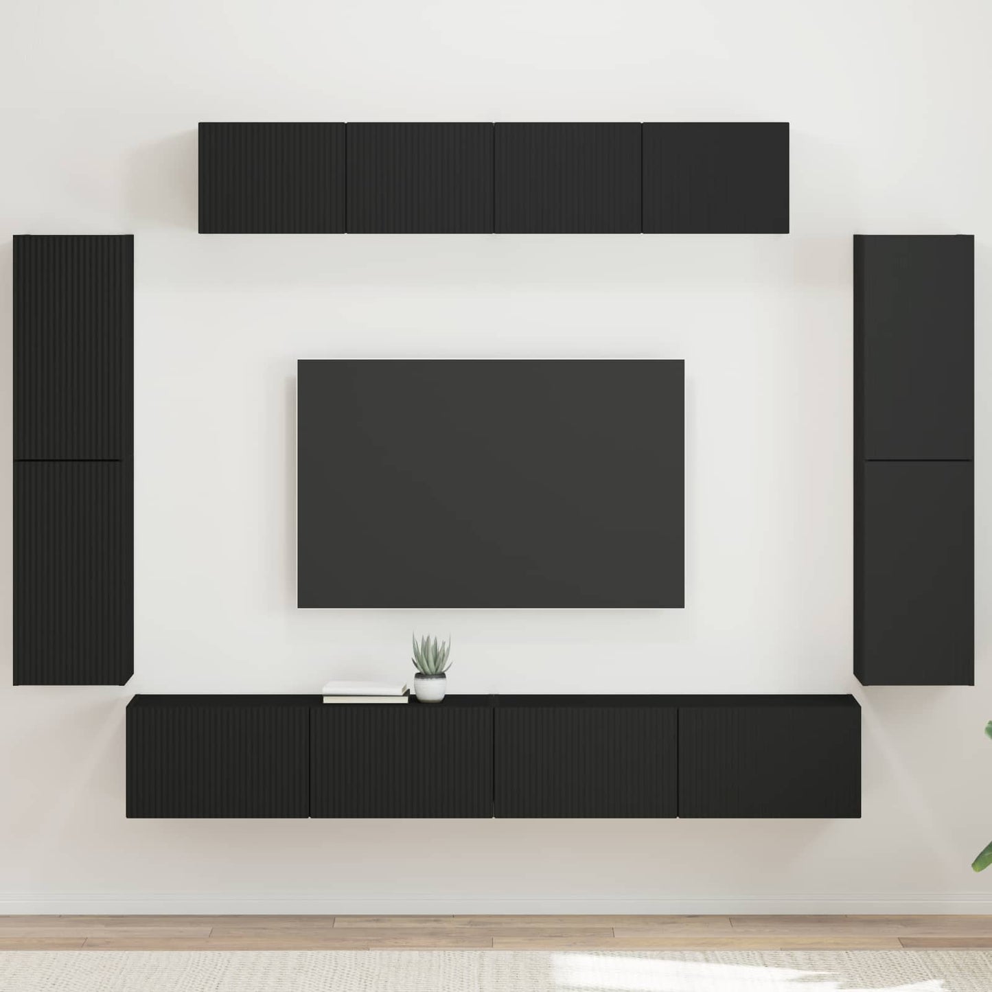 vidaXL TV-Schränk 8 pcs Schwarz