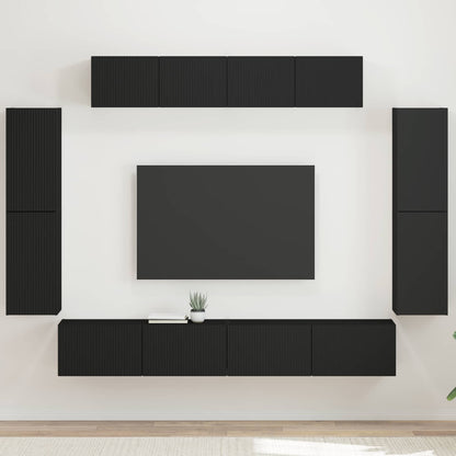 vidaXL TV-Schränk 8 pcs Schwarz
