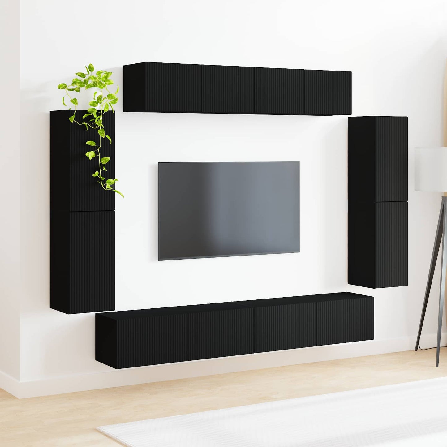 vidaXL TV-Schränk 8 pcs Schwarz