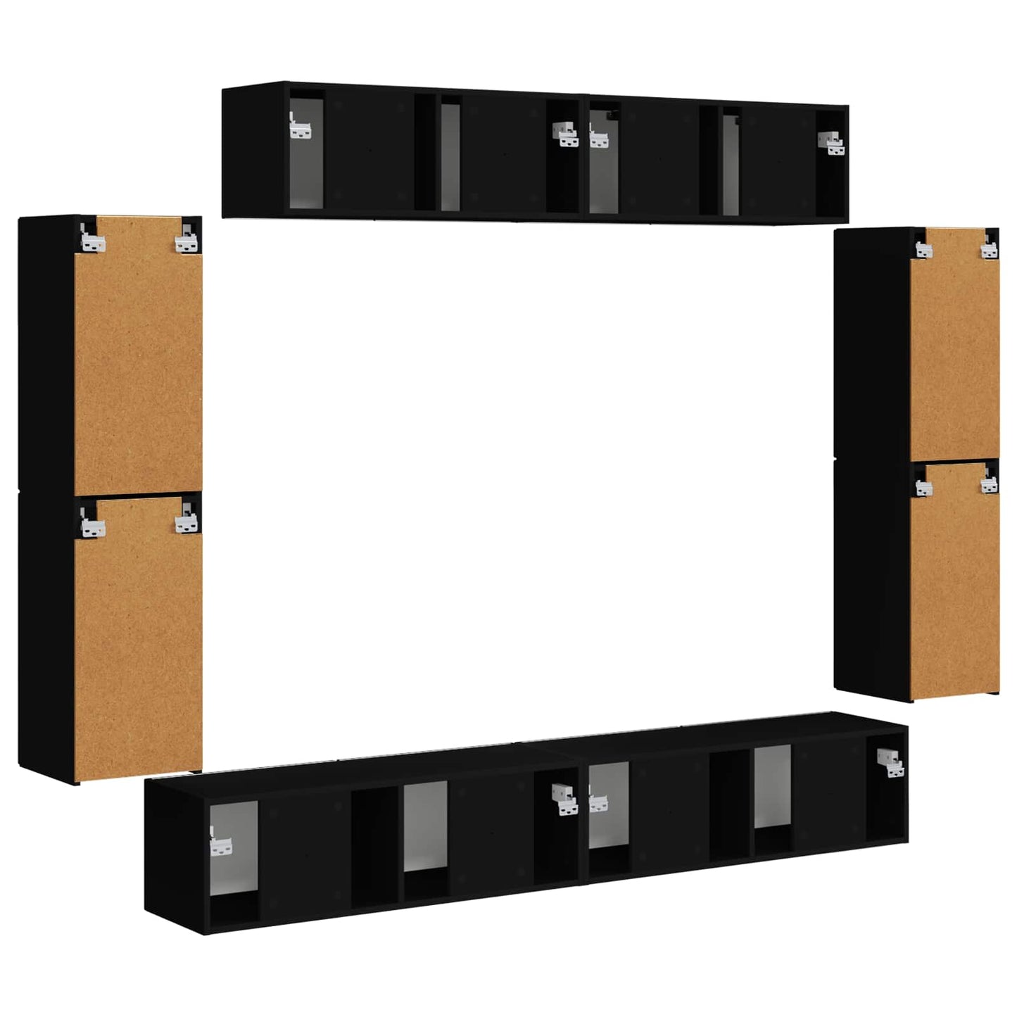 vidaXL TV-Schränk 8 pcs Schwarz