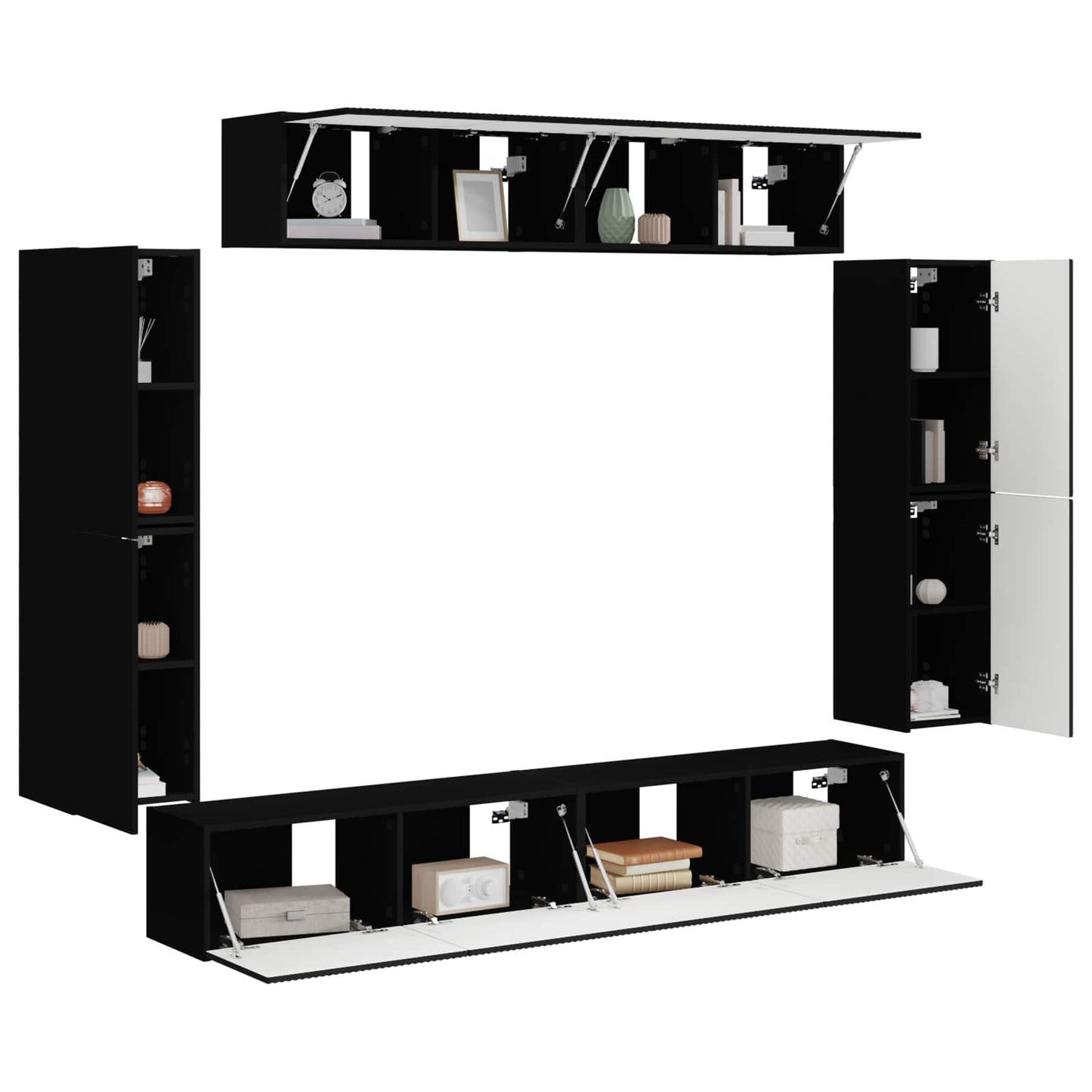 vidaXL TV-Schränk 8 pcs Schwarz