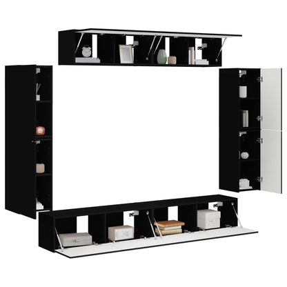 vidaXL TV-Schränk 8 pcs Schwarz