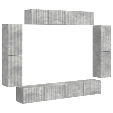 vidaXL TV-Schränk 8 pcs Beton Grau