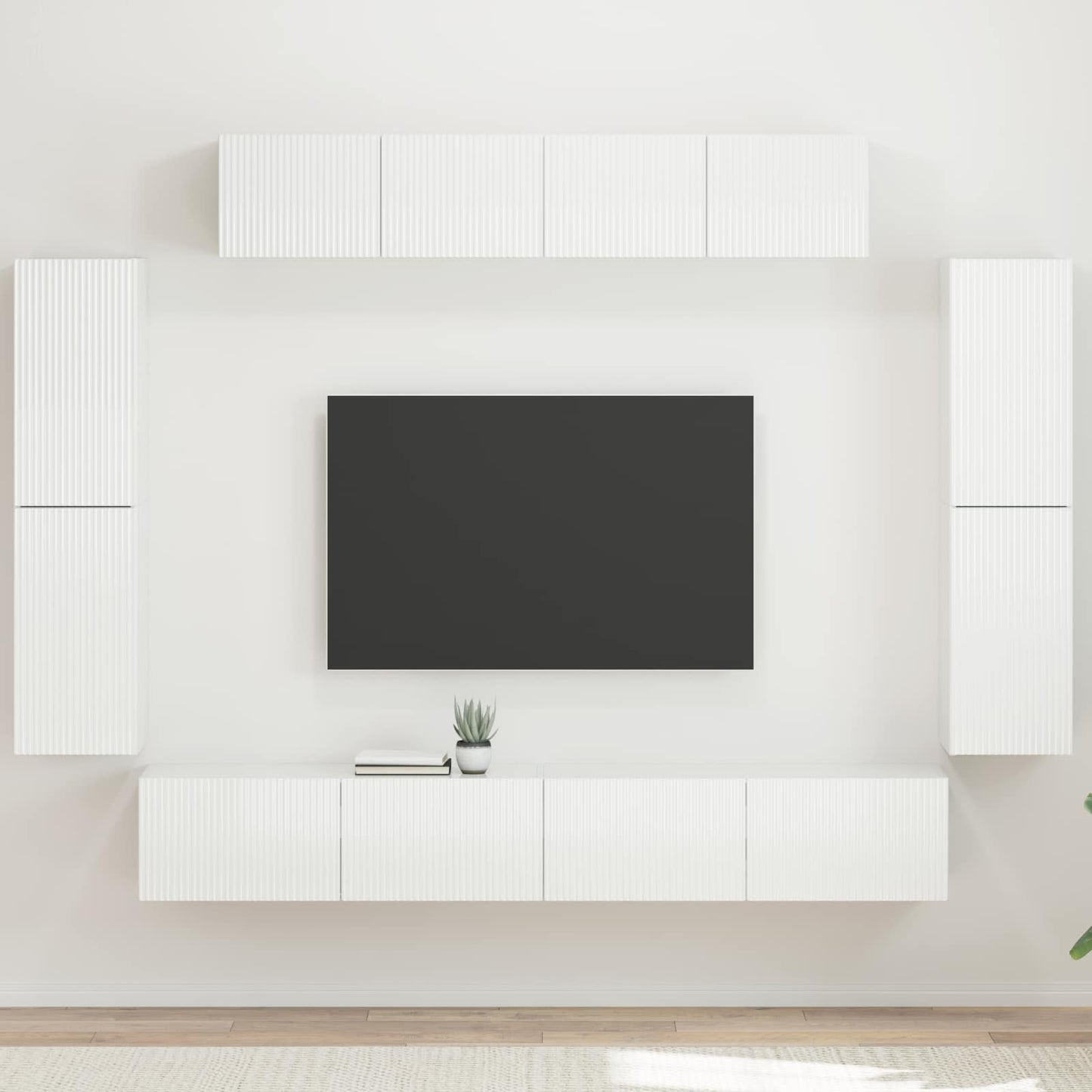 vidaXL TV-Schränk 8 pcs Hochglanz Weiß
