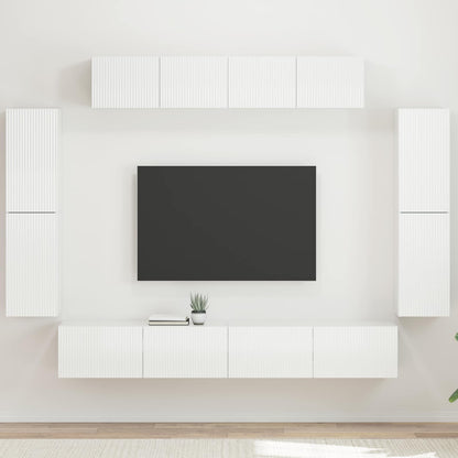 vidaXL TV-Schränk 8 pcs Hochglanz Weiß