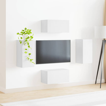 vidaXL TV-Schrankset 4 pcs Weiß Holzwerkstoff