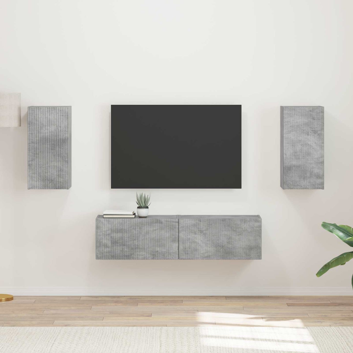 vidaXL TV-Schrankset 4 pcs Beton Grau Holzwerkstoff