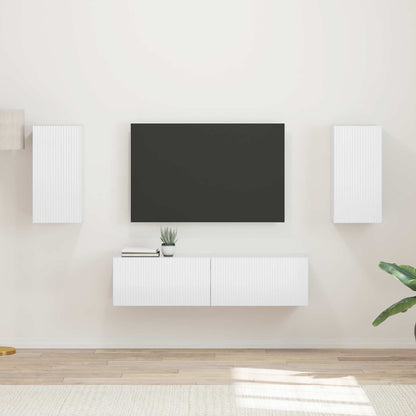 vidaXL TV-Schrankset 4 pcs Hochglanz Weiß Holzwerkstoff