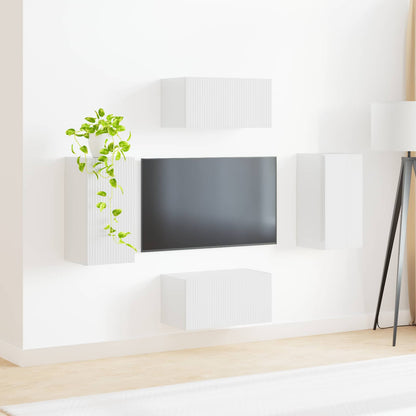 vidaXL TV-Schrankset 4 pcs Hochglanz Weiß Holzwerkstoff