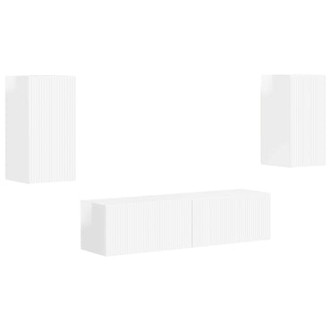 vidaXL TV-Schrankset 4 pcs Hochglanz Weiß Holzwerkstoff