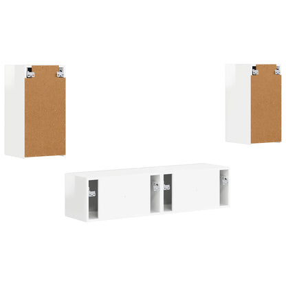 vidaXL TV-Schrankset 4 pcs Hochglanz Weiß Holzwerkstoff