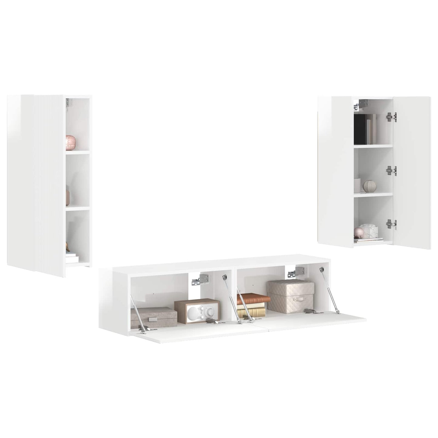 vidaXL TV-Schrankset 4 pcs Hochglanz Weiß Holzwerkstoff