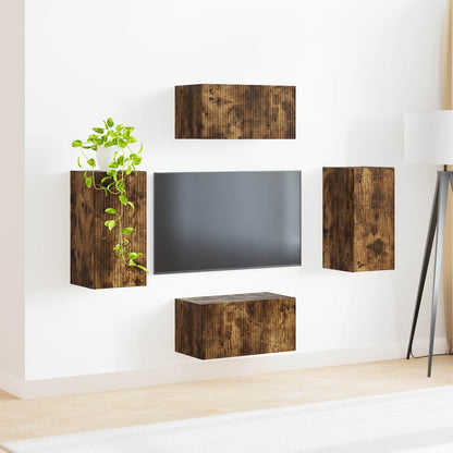 vidaXL TV-Schrankset 4 pcs Geräucherte Eiche Holzwerkstoff