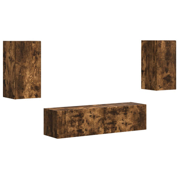 vidaXL TV-Schrankset 4 pcs Geräucherte Eiche Holzwerkstoff