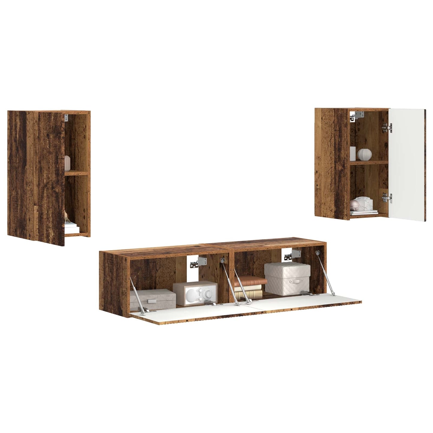 vidaXL TV-Schrankset 4 pcs Altholz Holzwerkstoff
