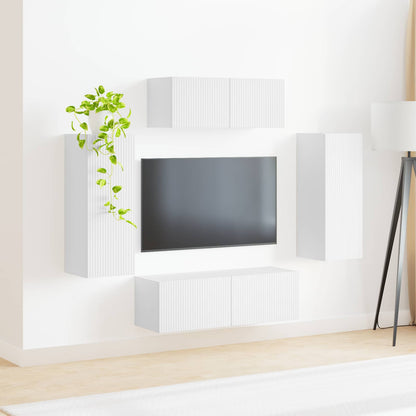 vidaXL TV-Schrankset 4 pcs Weiß Holzwerkstoff