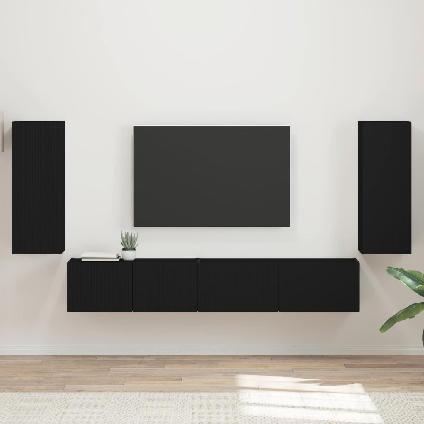 vidaXL TV-Schrankset 4 pcs Schwarz Holzwerkstoff