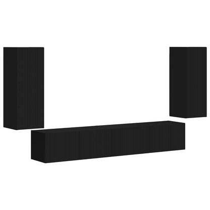 vidaXL TV-Schrankset 4 pcs Schwarz Holzwerkstoff