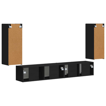 vidaXL TV-Schrankset 4 pcs Schwarz Holzwerkstoff