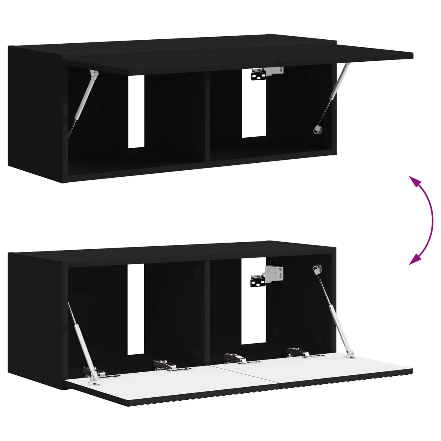 vidaXL TV-Schrankset 4 pcs Schwarz Holzwerkstoff