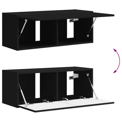 vidaXL TV-Schrankset 4 pcs Schwarz Holzwerkstoff