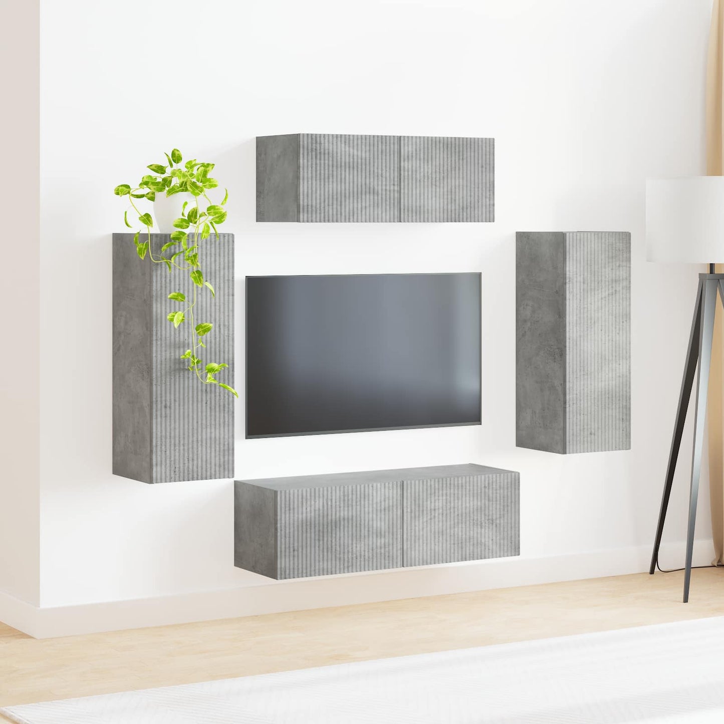 vidaXL TV-Schrankset 4 pcs Beton Grau Holzwerkstoff