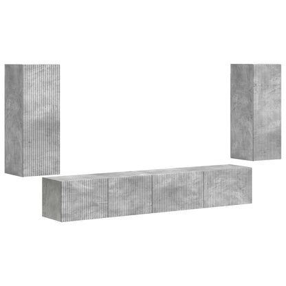 vidaXL TV-Schrankset 4 pcs Beton Grau Holzwerkstoff